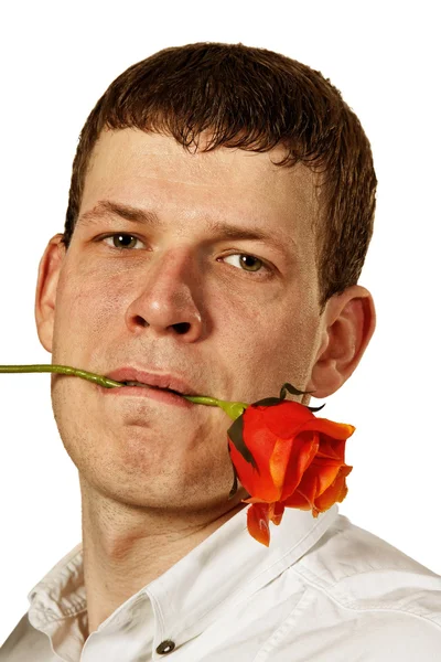 Man with flower. — Stock Photo, Image