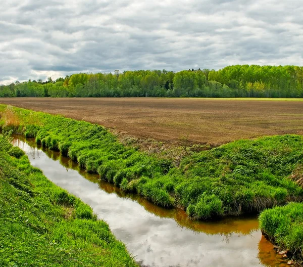 Ditch on the field. — Stock Photo, Image