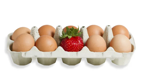 Ägg och jordgubbar. — Stockfoto