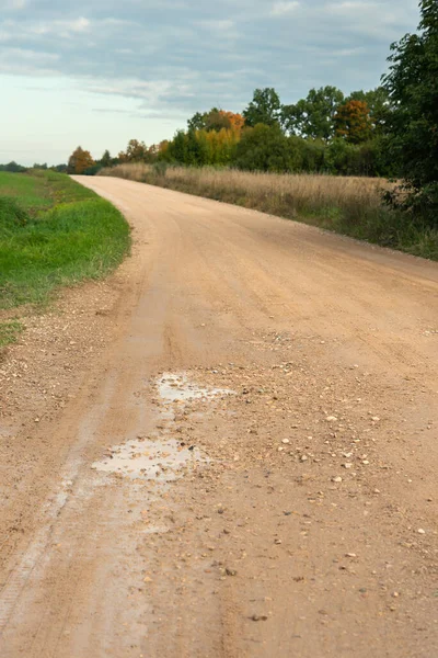 Longue Route Gravier Automne — Photo