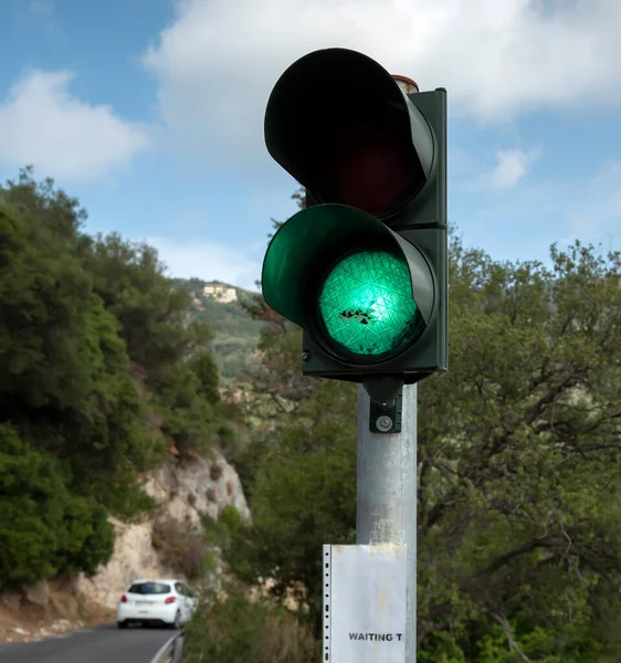 View Green Traffic Light Hill — Stock Photo, Image