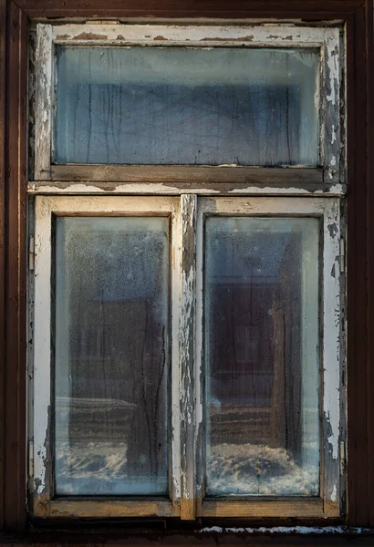 Old Worn Wooden House Window — Stock Photo, Image