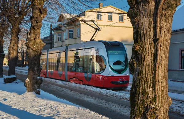 Latvia Liepaja Diciembre Liepaja Una Ciudad Letona Street View Tram —  Fotos de Stock