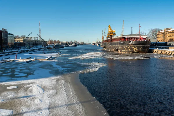 Latvia Liepaja December Liepaja Latvian Town View Canal Winter December — Stock Photo, Image