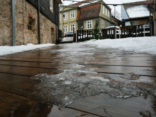 Scena Invernale Nel Centro Storico Della Lettonia — Foto Stock