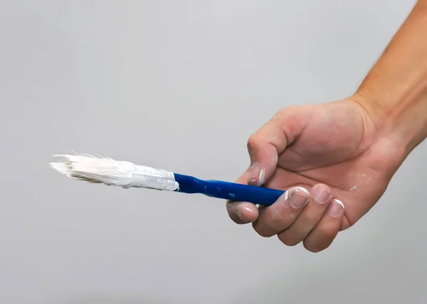 Contractor Repairing Wall House — Stock Photo, Image