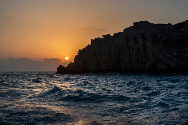 Puesta Sol Isla Grecia — Foto de Stock