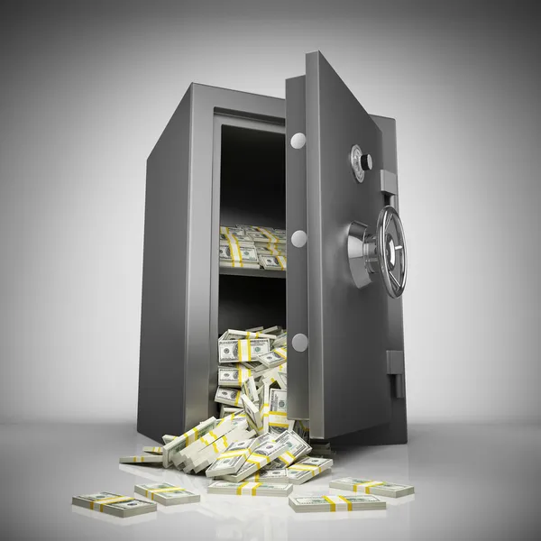 Bank veilig met geld — Stockfoto
