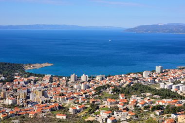 güzel Deniz Manzaralı üst town Makarska, Hırvatistan