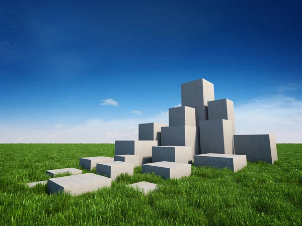 Escaliers abstraits de cubes de béton — Photo