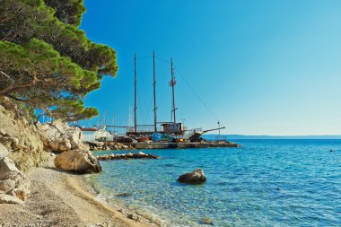 Adriyatik Denizi güzel Bay eski yelkenli tekne