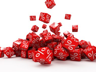 Falling red cubes with percent clipart