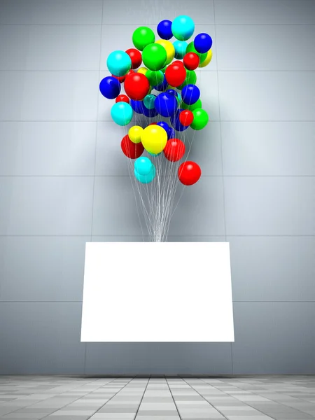 Affiche publicitaire accrochée aux ballons — Photo