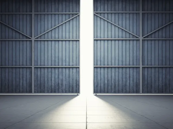 Lumière des portes du hangar — Photo