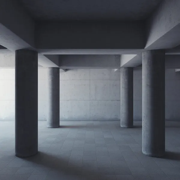 Пустой большой бетонный зал — стоковое фото