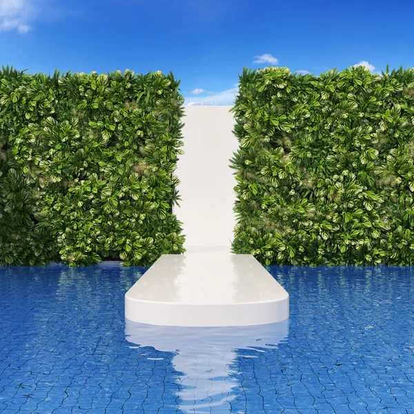 Fashion Runway Shows Exotic Location Pool Vertical Gardens Illustration Rendering — Stock Photo, Image