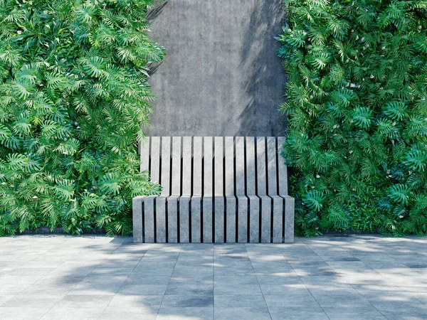 Decorative Wall Vertical Green Garden Bench Shade Tree Illustration Rendering — Stockfoto