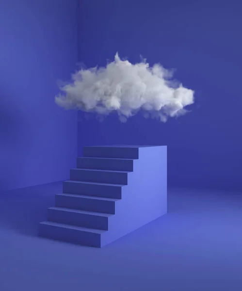 Cloud Steps Podium Successful Business Concept Illustration Rendering — Foto de Stock