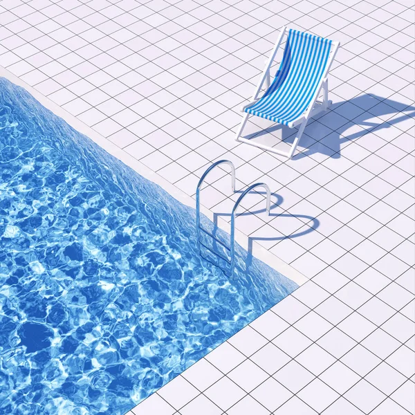 Pool Top View Beach Armchair Holiday Concept Art Illustration Rendering — ストック写真