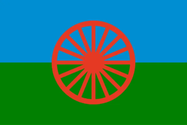 Bandera gitana (Roma) - rueda roja simboliza el movimiento — Vector de stock