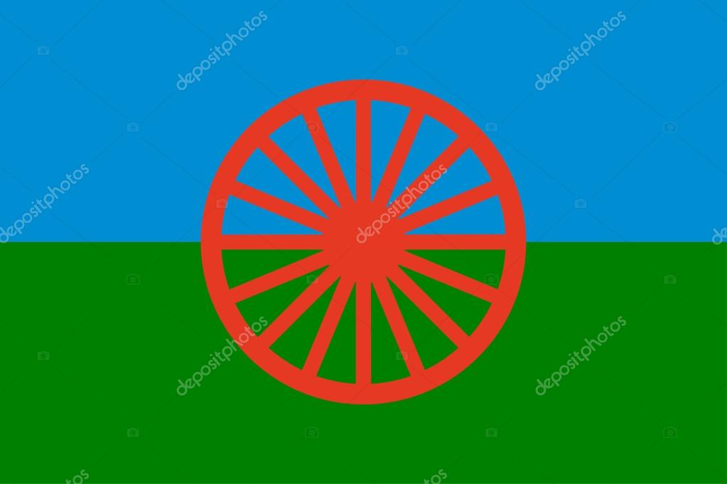 Bandera gitana (Roma) - rueda roja simboliza el movimiento Vector de stock  por ©kaetana 13696640