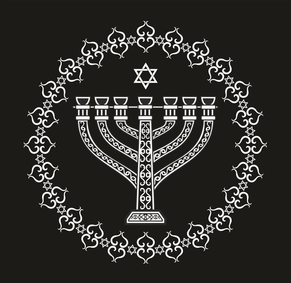 Векторный фон еврейского праздника с менорой
