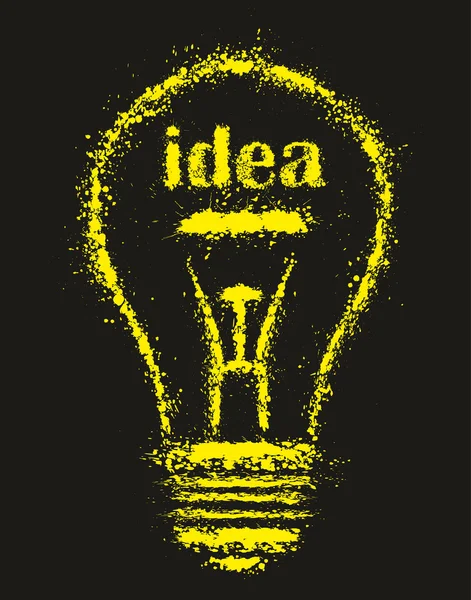 Grunge bright Idea Light Bulb - векторная иллюстрация — стоковый вектор
