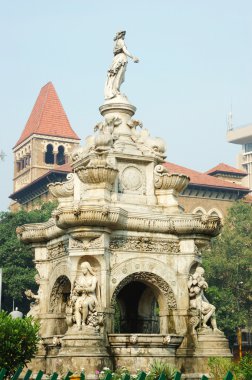 Mumbai (bombay) - flora çeşme, Hindistan ünlü dönüm noktası