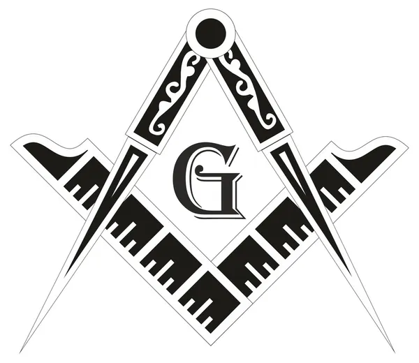 El emblema de la masonería - el cuadrado masónico y el símbolo de la brújula, vect — Vector de stock
