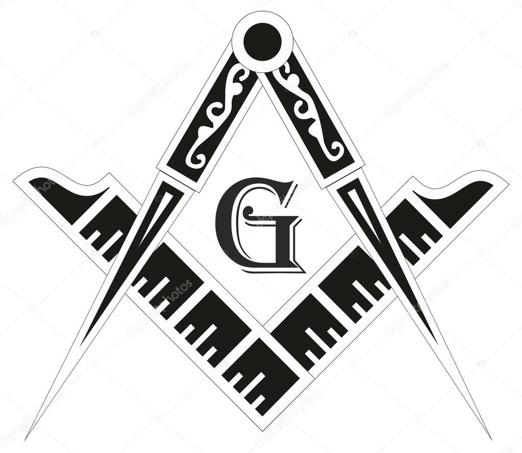 Freemasonry emblem - the masonic square and compass symbol, vector illustration
