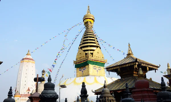 Swayambhunath sztúpa, vagy a majom templom, Katmandu, Nepál — Stock Fotó