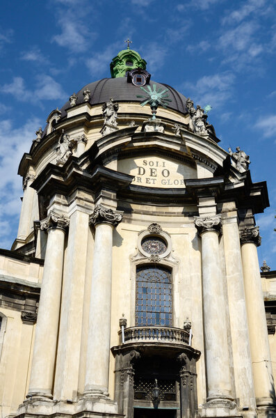 Facade of Dominican Church of Corpus Christi,Lviv,Ukraine.View f
