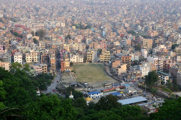 View of nepalese capital Kathmandu from Monkey temple, Nepal — стоковое фото