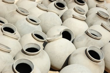 Büyük gri seramik kavanoz bishnou insanlar, Hindistan, rajasthan tarafından üretilen