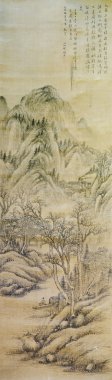 oude chinese inkt schilderij weergegeven: traditionele onderwerp van Aziatische leven, maken door onbekende artiest, rond 1930, beijing, china
