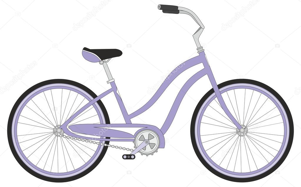 Retro woman sport bicycle on a white background, vector