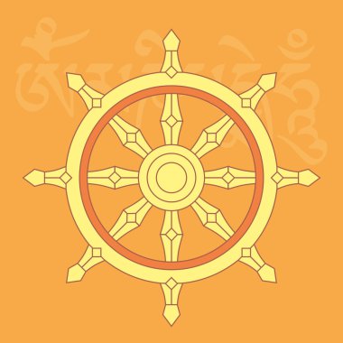 Dharma tekerleği, sekiz budist dini sembollerin biri, vektör
