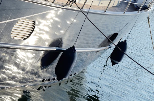 Two boat fenders, protecting the side of a sailing vessel — Stock Photo, Image