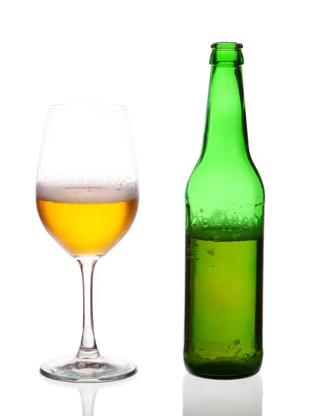 Bottle and a glass of beer — Stock Photo, Image