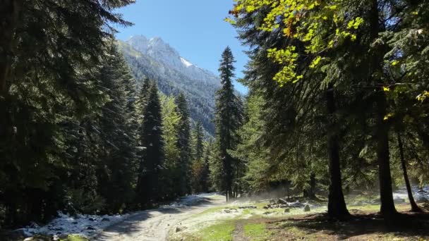 Gyönyörű hegyek az észak-kaukázusi őszi szezonban, Arkhyz, Karachay-Cserkessia — Stock videók