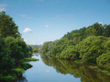 Yazın seyahat Rusya, Borovsk şehri, Kaluga bölgesi, Protva nehri
