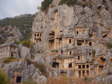 Arkeolojik kalıntıları Likya kaya mezarları Myra, Türkiye'de kesme