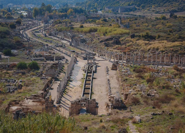 Las Ruinas Antigua Ciudad Perge Perge Una Antigua Ciudad Griega — Foto de Stock