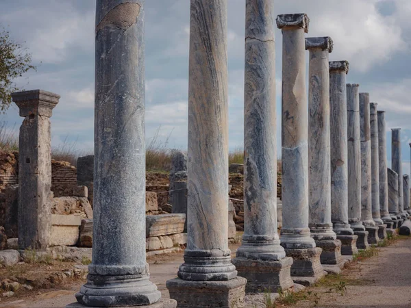 Colunas Agora Com Grande Céu Viewin Perge Perga Antiga Cidade — Fotografia de Stock
