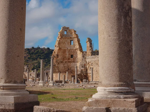 Ruínas Cidade Helênica Portões Antiga Cidade Grega Perge Perga Uma — Fotografia de Stock