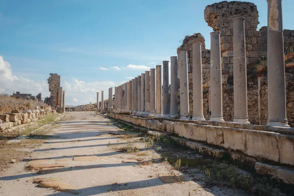 Agora Zuilen Met Grote Hemel Uitzicht Perge Perga Oude Griekse — Stockfoto