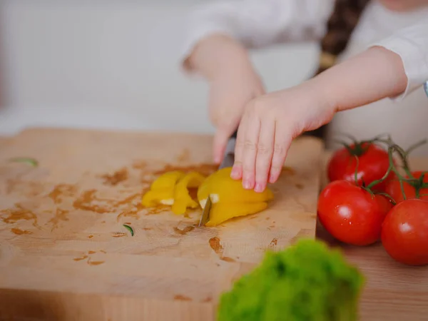 Young Girl Vlogger Hacer Video Redes Sociales Sobre Cocinar Casa — Foto de Stock