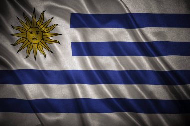 İle orijinal oranlarını bayrak. Uruguay bayrağı grunge closeup
