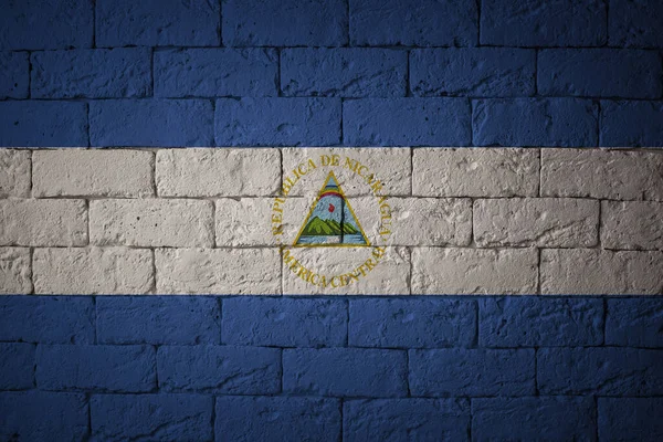 Orijinal Oranlarını Bayrak Nikaragua Bayrağı Grunge Closeup — Stok fotoğraf