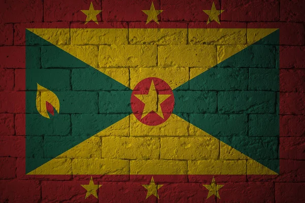 Flag Original Proportions Closeup Grunge Flag Grenada — Stock Photo, Image